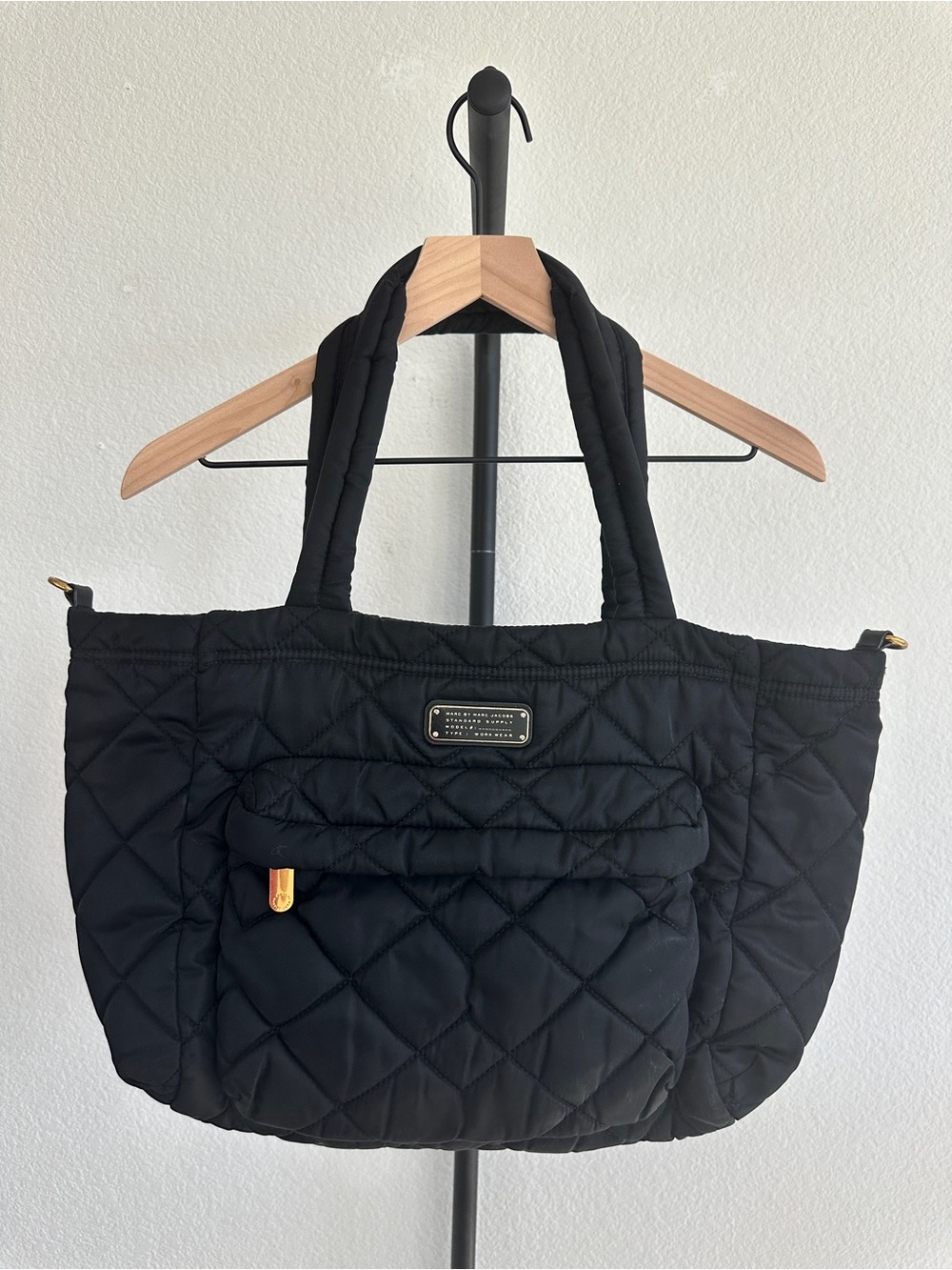 Marc by Marc Jacobs Black Quilted Nylon Tote Bag / Diaper Bag